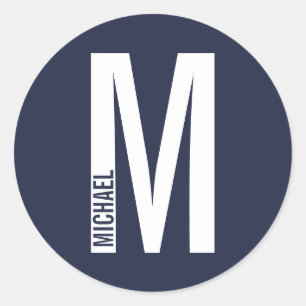 Modern Personalized Bold Monogram and Name Classic Round Sticker