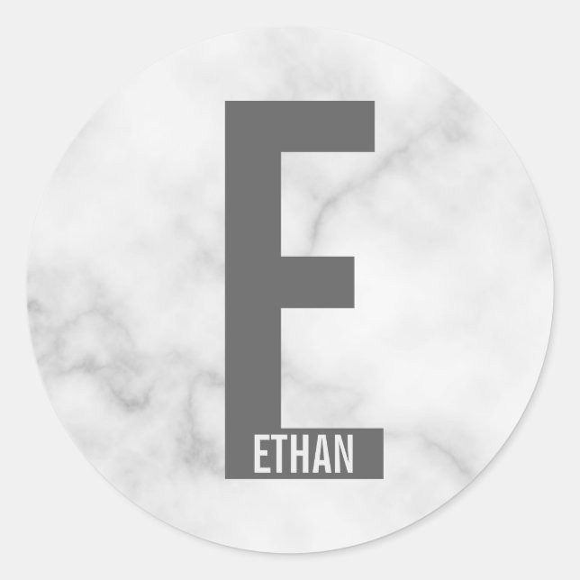 Modern Personalized Bold Monogram and Name Classic Round Sticker (Front)