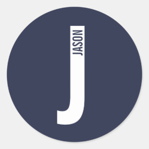 Modern Personalized Bold Monogram and Name Classic Round Sticker