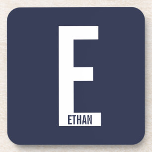 Modern Personalized Bold Monogram and Name Coaster