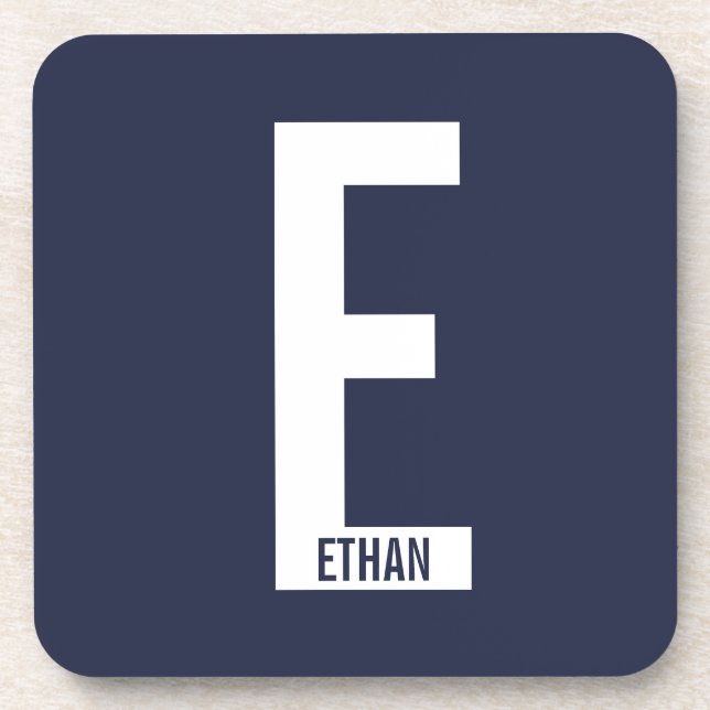 Modern Personalized Bold Monogram and Name Coaster (Front)