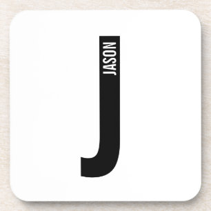 Modern Personalized Bold Monogram and Name Coaster
