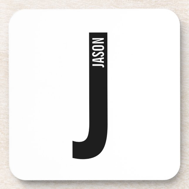 Modern Personalized Bold Monogram and Name Coaster (Front)