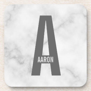 Modern Personalized Bold Monogram and Name Coaster