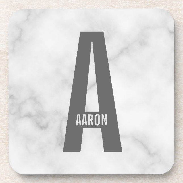 Modern Personalized Bold Monogram and Name Coaster (Front)