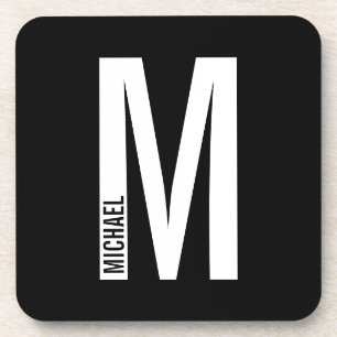 Modern Personalized Bold Monogram and Name Coaster