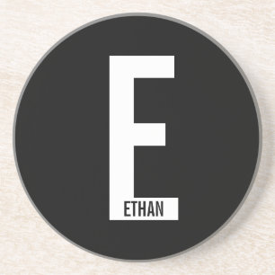 Modern Personalized Bold Monogram and Name Coaster