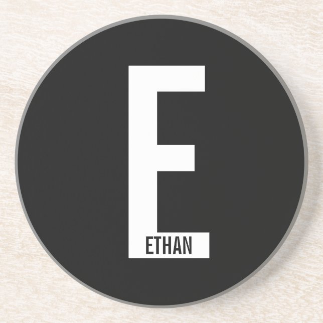 Modern Personalized Bold Monogram and Name Coaster (Front)