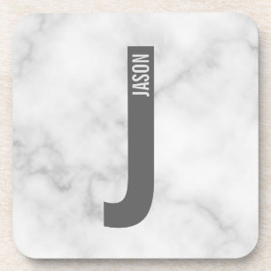 Modern Personalized Bold Monogram and Name Coaster