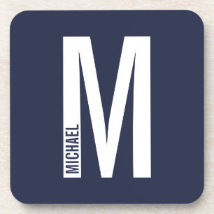 Modern Personalized Bold Monogram and Name Coaster