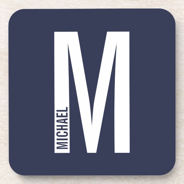 Modern Personalized Bold Monogram and Name Coaster (Front)