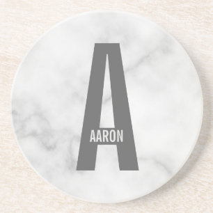 Modern Personalized Bold Monogram and Name Coaster