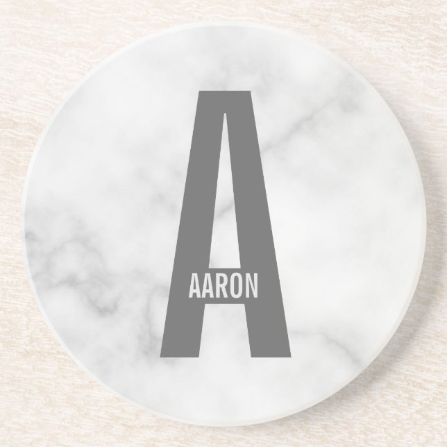 Modern Personalized Bold Monogram and Name Coaster (Front)