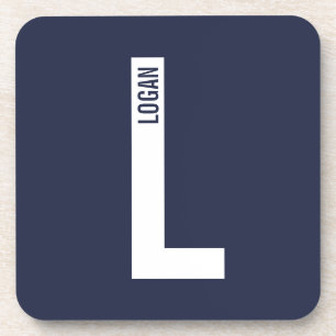 Modern Personalized Bold Monogram and Name Coaster