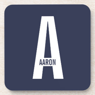 Modern Personalized Bold Monogram and Name Coaster