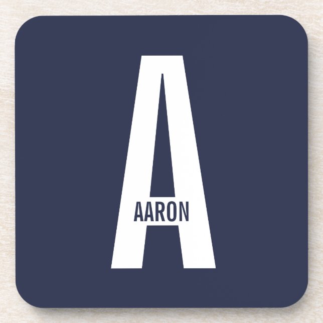 Modern Personalized Bold Monogram and Name Coaster (Front)