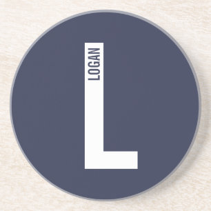 Modern Personalized Bold Monogram and Name Coaster