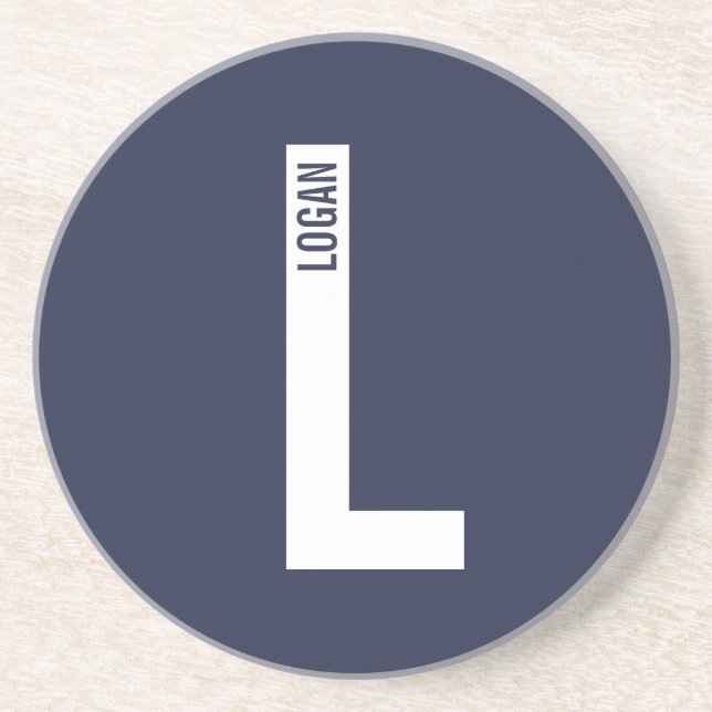 Modern Personalized Bold Monogram and Name Coaster (Front)