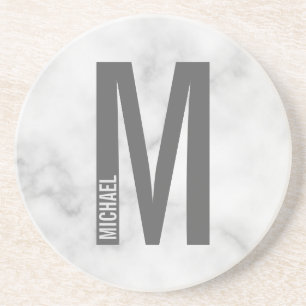 Modern Personalized Bold Monogram and Name Coaster