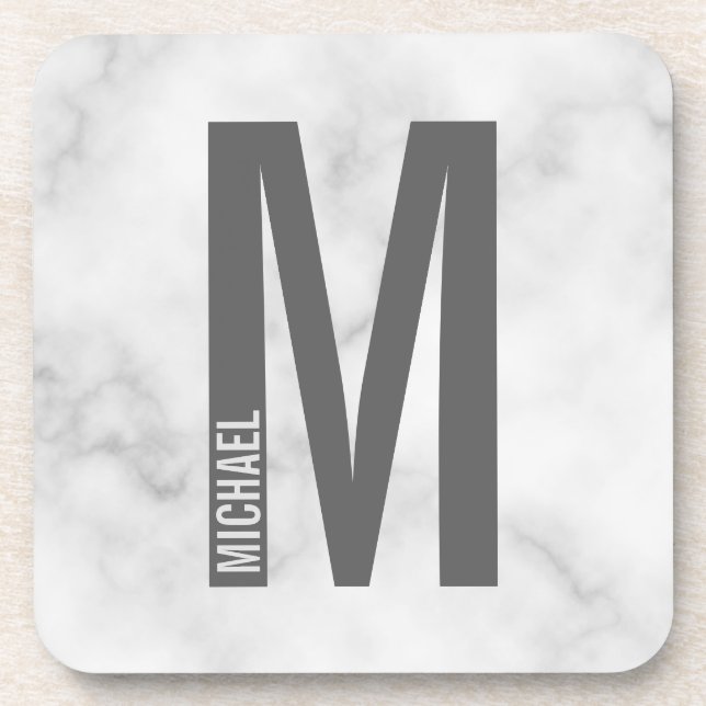 Modern Personalized Bold Monogram and Name Coaster (Front)