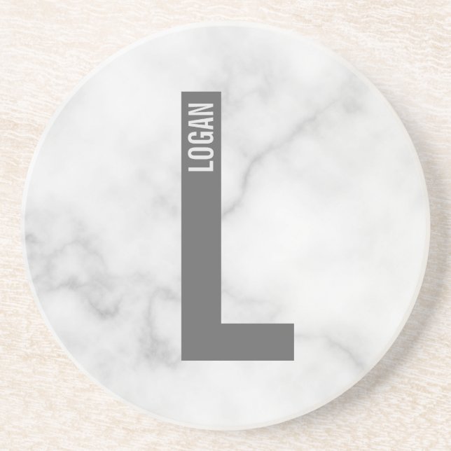 Modern Personalized Bold Monogram and Name Coaster (Front)