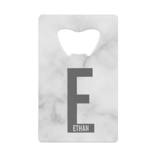 Modern Personalized Bold Monogram and Name Credit Card Bottle Opener