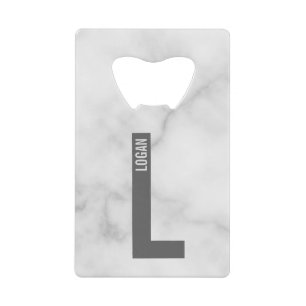 Modern Personalized Bold Monogram and Name Credit Card Bottle Opener