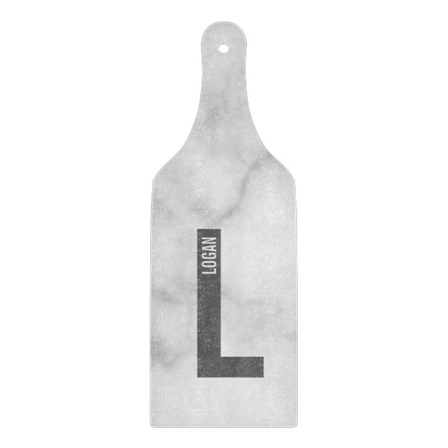 Modern Personalized Bold Monogram and Name Cutting Board (Front)
