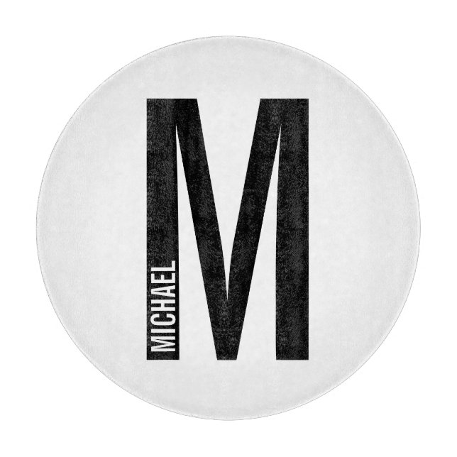 Modern Personalized Bold Monogram and Name Cutting Board (Front)