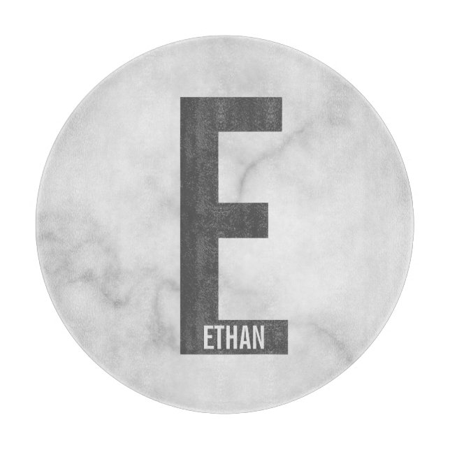 Modern Personalized Bold Monogram and Name Cutting Board (Front)