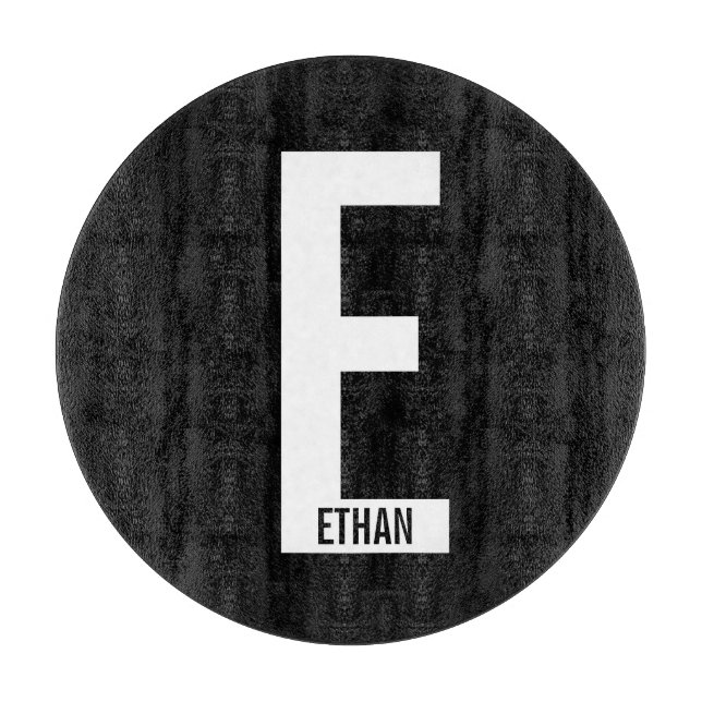 Modern Personalized Bold Monogram and Name Cutting Board (Front)