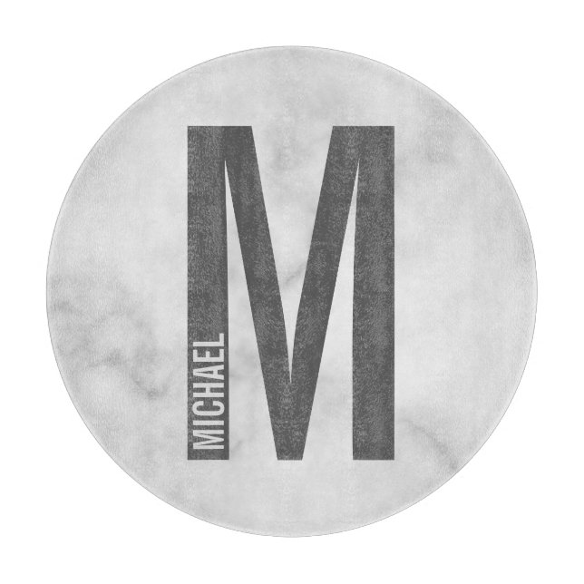 Modern Personalized Bold Monogram and Name Cutting Board (Front)