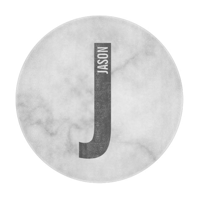 Modern Personalized Bold Monogram and Name Cutting Board (Front)