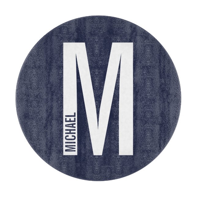 Modern Personalized Bold Monogram and Name Cutting Board (Front)