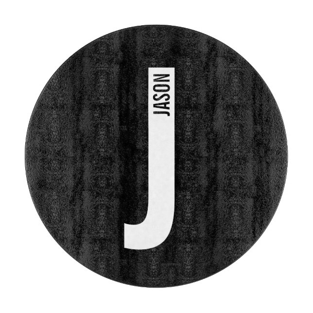 Modern Personalized Bold Monogram and Name Cutting Board (Front)