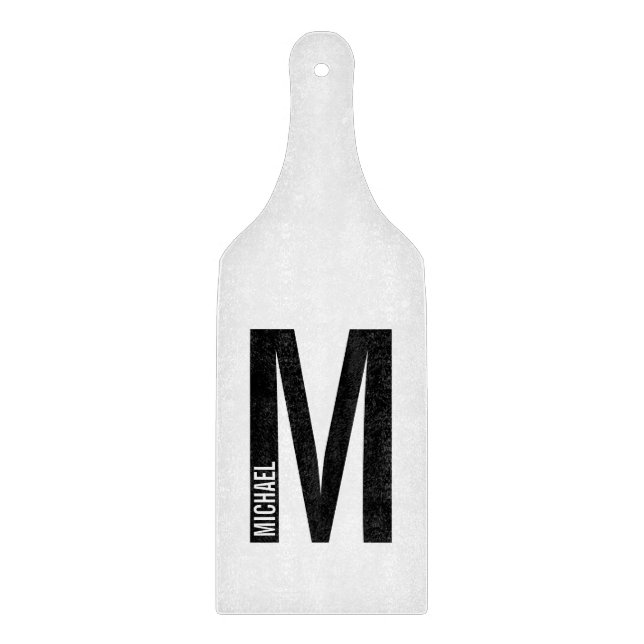 Modern Personalized Bold Monogram and Name Cutting Board (Front)