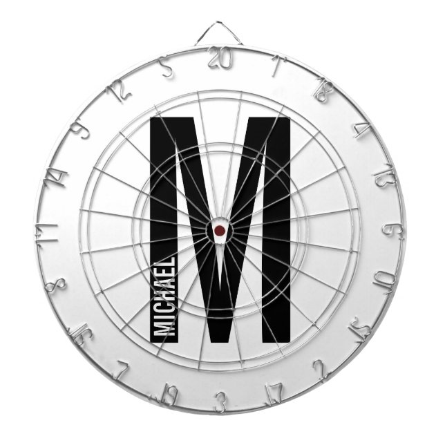Modern Personalized Bold Monogram and Name Dartboard (Front)