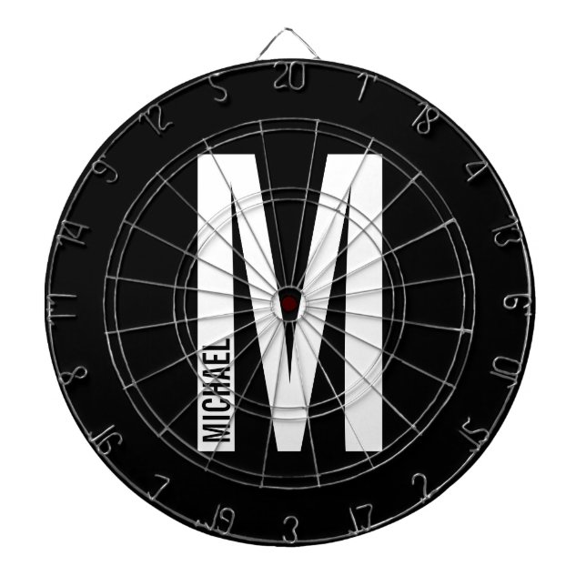 Modern Personalized Bold Monogram and Name Dartboard (Front)