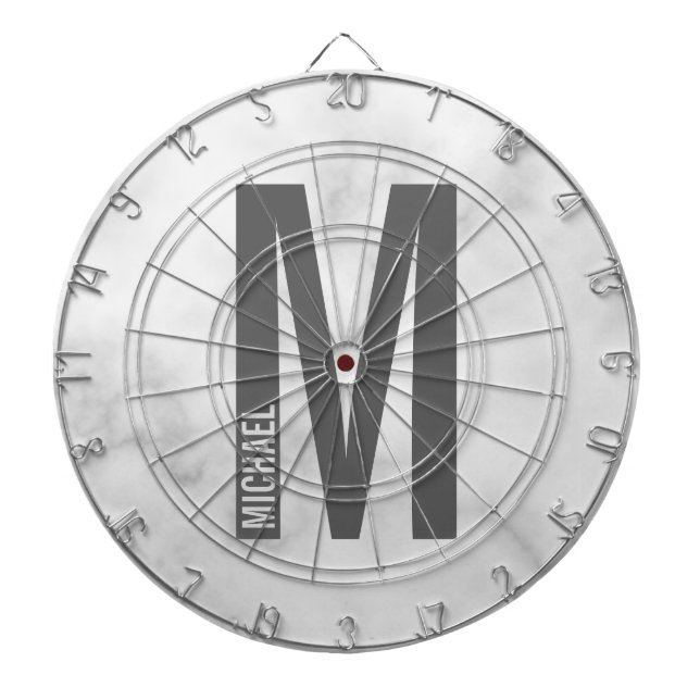 Modern Personalized Bold Monogram and Name Dartboard (Front)