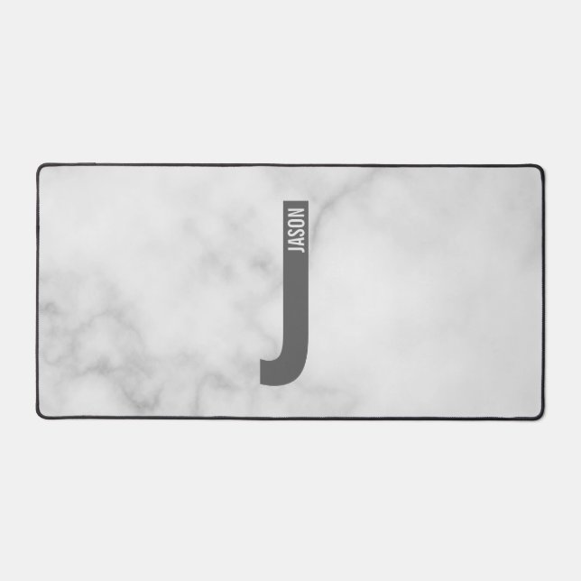 Modern Personalized Bold Monogram and Name Desk Mat (Front)
