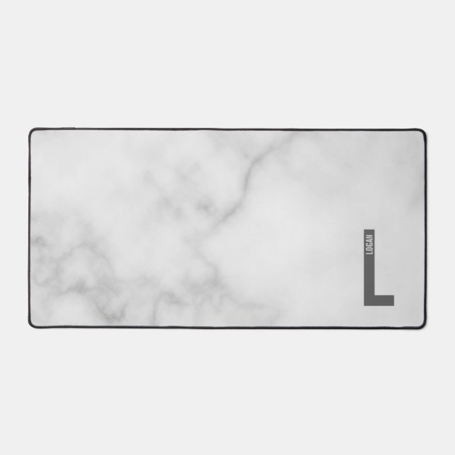 Modern Personalized Bold Monogram and Name Desk Mat (Front)