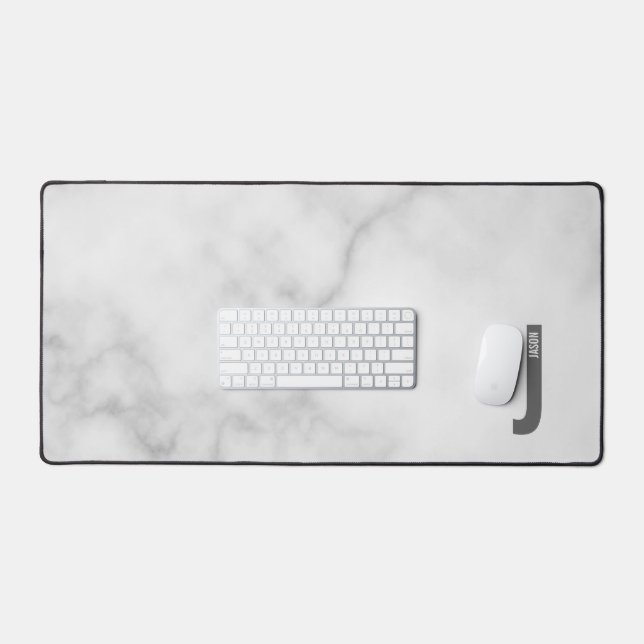 Modern Personalized Bold Monogram and Name Desk Mat (Keyboard & Mouse)