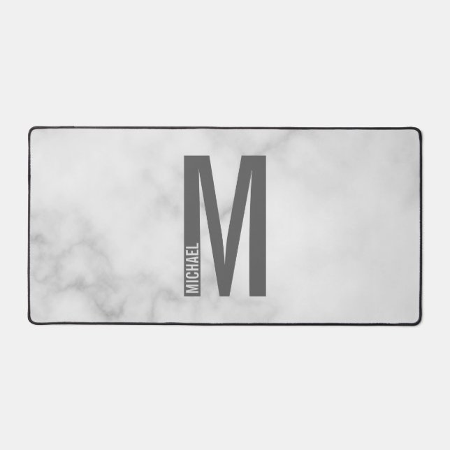 Modern Personalized Bold Monogram and Name Desk Mat (Front)