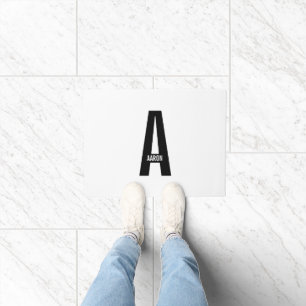Modern Personalized Bold Monogram and Name Doormat