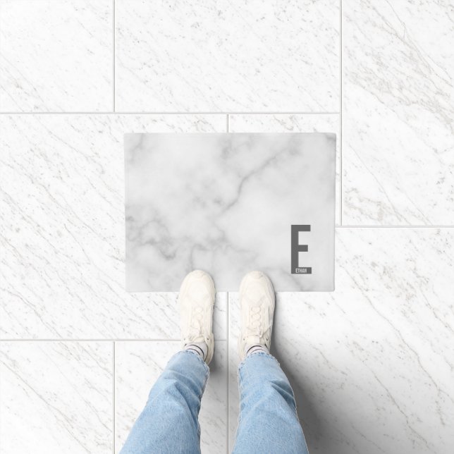 Modern Personalized Bold Monogram and Name Doormat (Indoor)