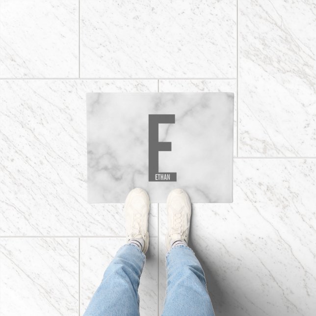 Modern Personalized Bold Monogram and Name Doormat (Indoor)