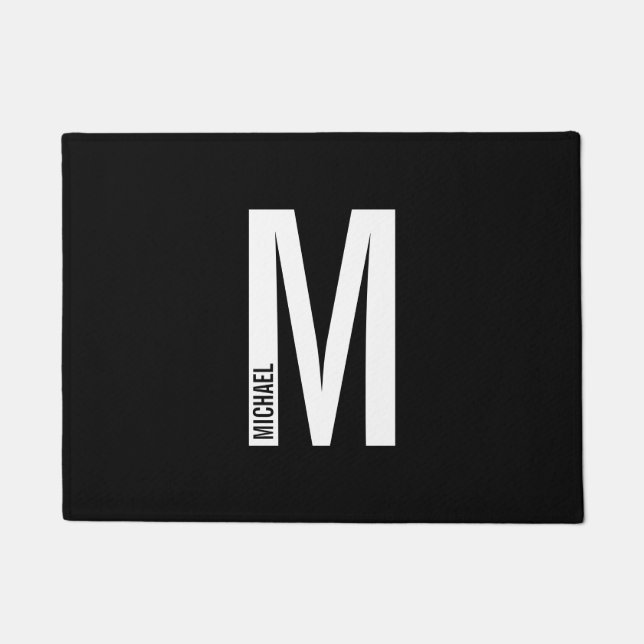 Modern Personalized Bold Monogram and Name Doormat (Front)