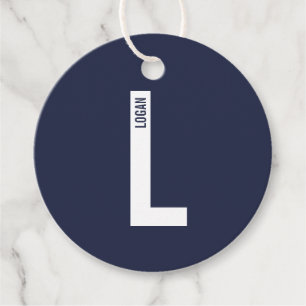 Modern Personalized Bold Monogram and Name Favour Tags