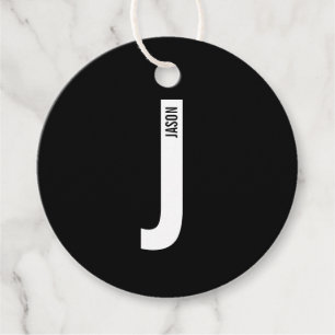 Modern Personalized Bold Monogram and Name Favour Tags