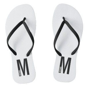 Modern Personalized Bold Monogram and Name Flip Flops
